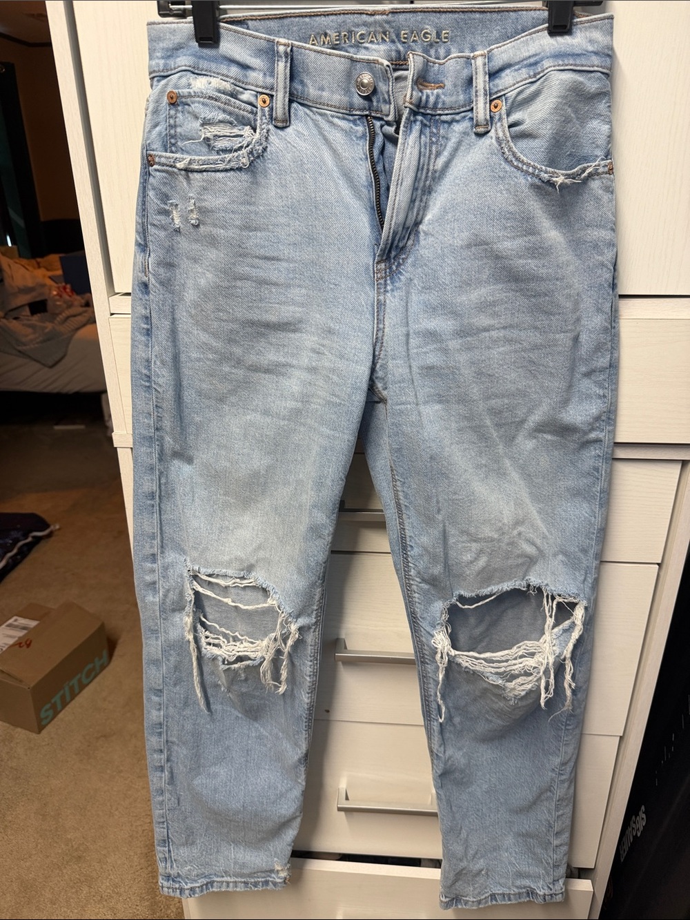 American Eagle Outfitters Light Blue Ripped Relaxed Jeans
